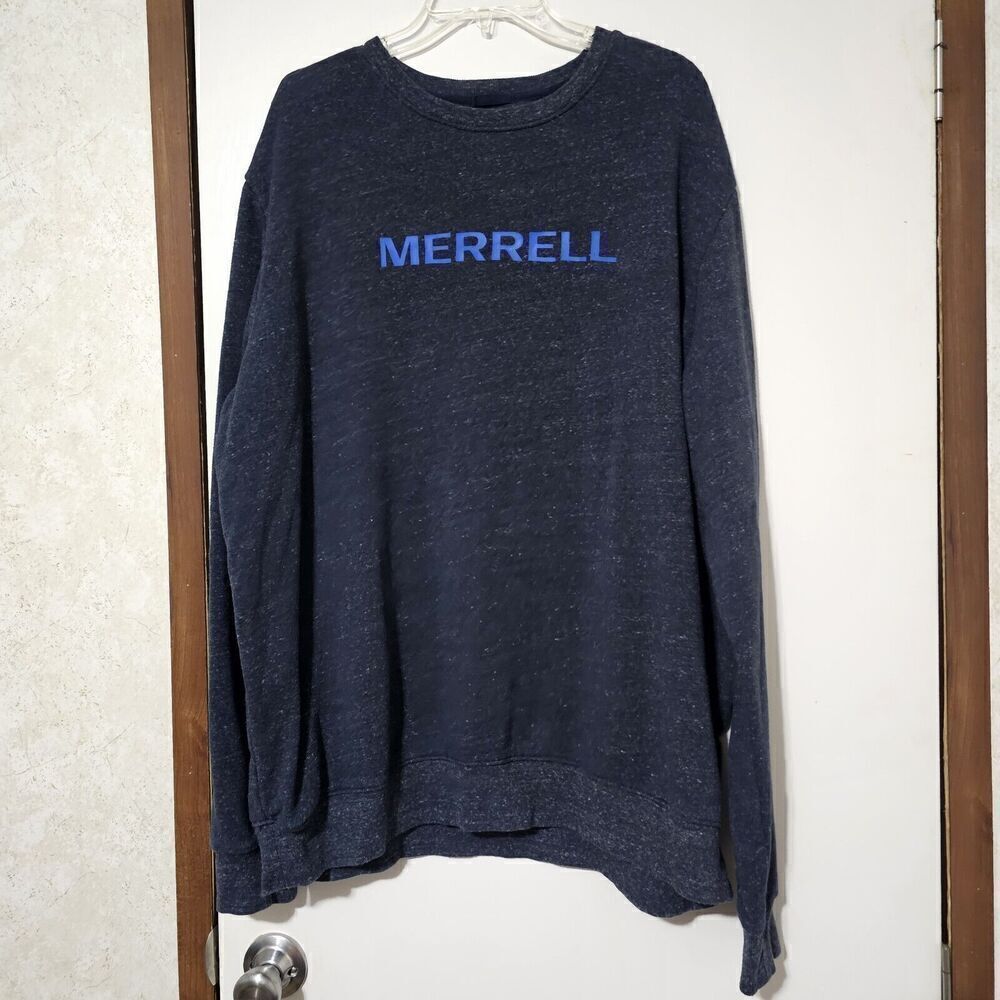 Merrell Heathered Blue Spellout Sweatshirt Long Sleeve Men's Size XXL